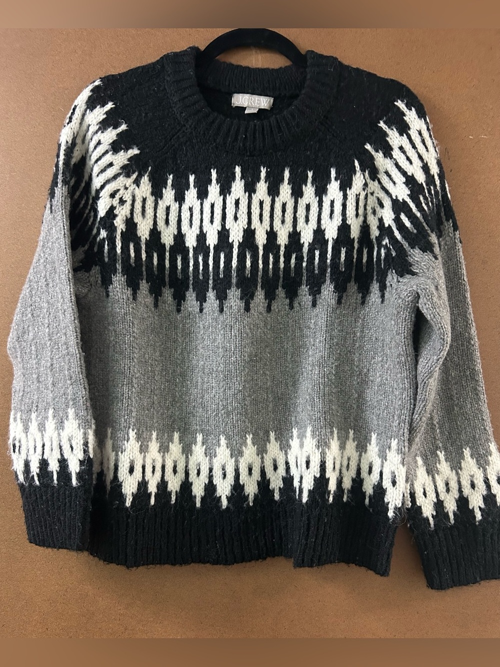 J.Crew Nordic Fair Isle Sweater black gray